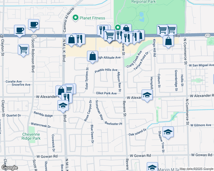 map of restaurants, bars, coffee shops, grocery stores, and more near 1002 Christopher View Avenue in North Las Vegas