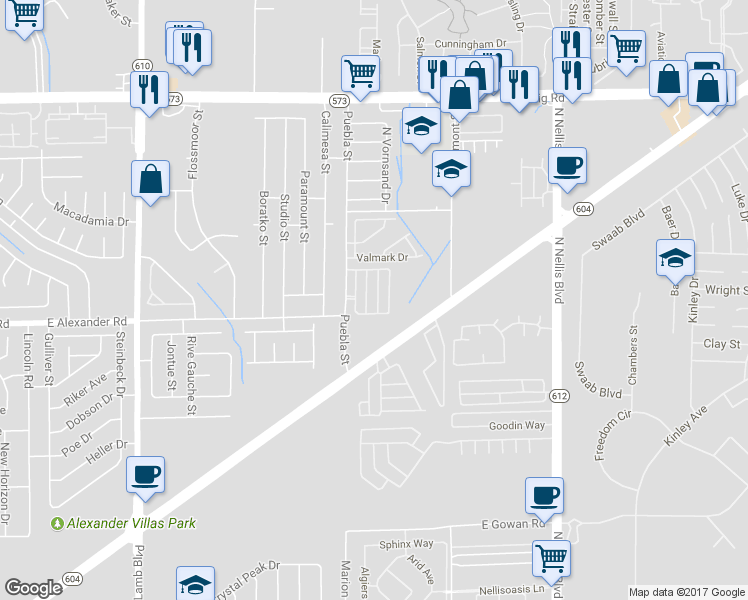 map of restaurants, bars, coffee shops, grocery stores, and more near 4067 Flower Patch Street in Las Vegas