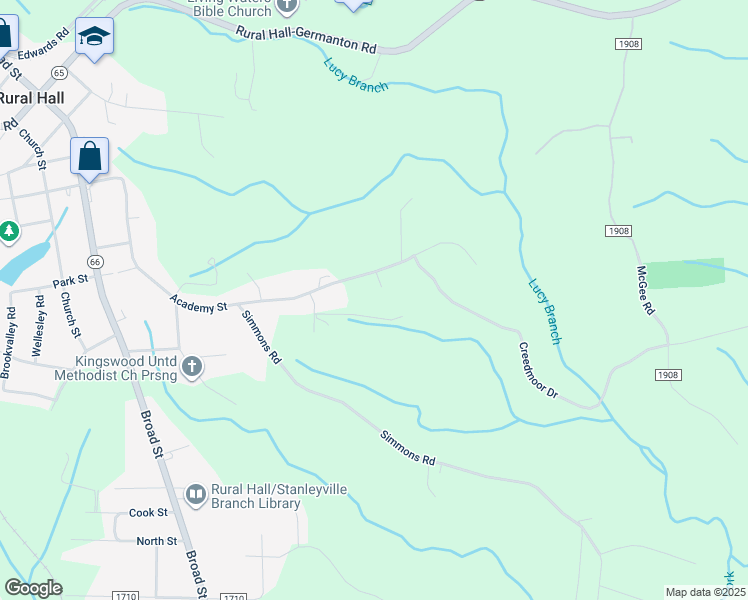 map of restaurants, bars, coffee shops, grocery stores, and more near 7900 Sunbury Ct in Rural Hall