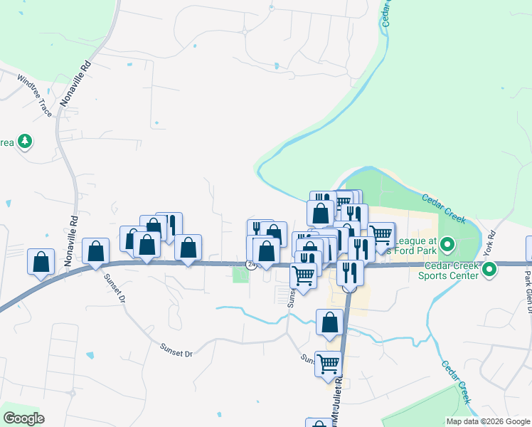 map of restaurants, bars, coffee shops, grocery stores, and more near 11555 Lebanon Road in Mt. Juliet