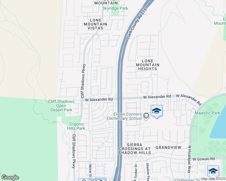 map of restaurants, bars, coffee shops, grocery stores, and more near 10550 West Alexander Road in Las Vegas