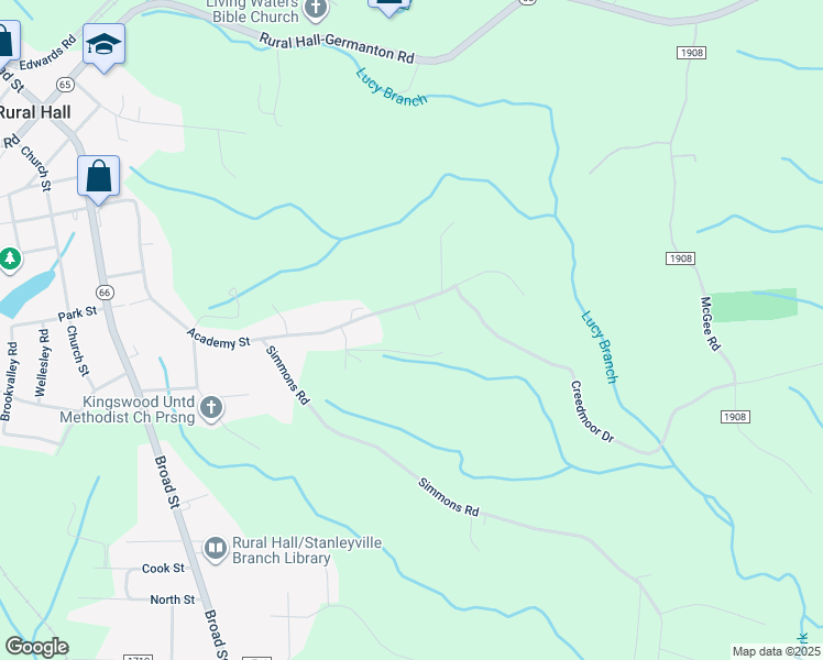 map of restaurants, bars, coffee shops, grocery stores, and more near 7900 Sunbury Ct in Rural Hall