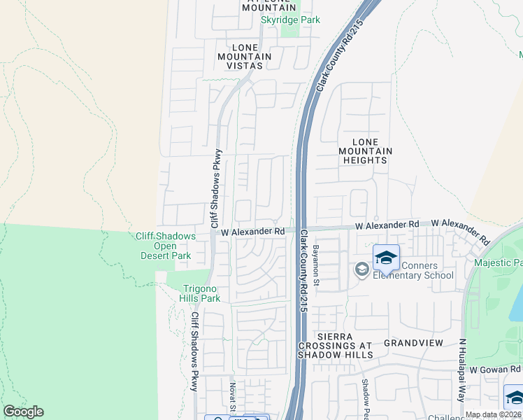 map of restaurants, bars, coffee shops, grocery stores, and more near 10550 West Alexander Road in Las Vegas
