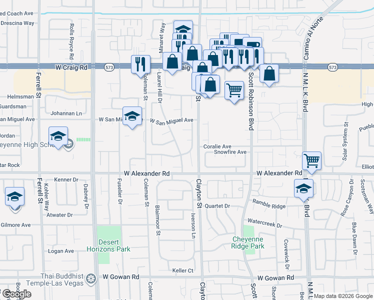 map of restaurants, bars, coffee shops, grocery stores, and more near 4048 Knoll Ridge Avenue in North Las Vegas