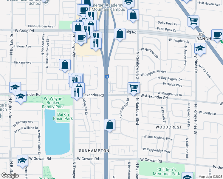 map of restaurants, bars, coffee shops, grocery stores, and more near 4008 Cape Sand Drive in Las Vegas
