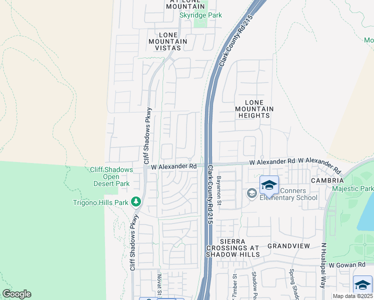 map of restaurants, bars, coffee shops, grocery stores, and more near 10550 West Alexander Road in Las Vegas
