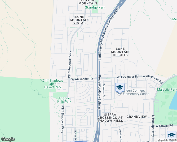 map of restaurants, bars, coffee shops, grocery stores, and more near 10550 West Alexander Road in Las Vegas