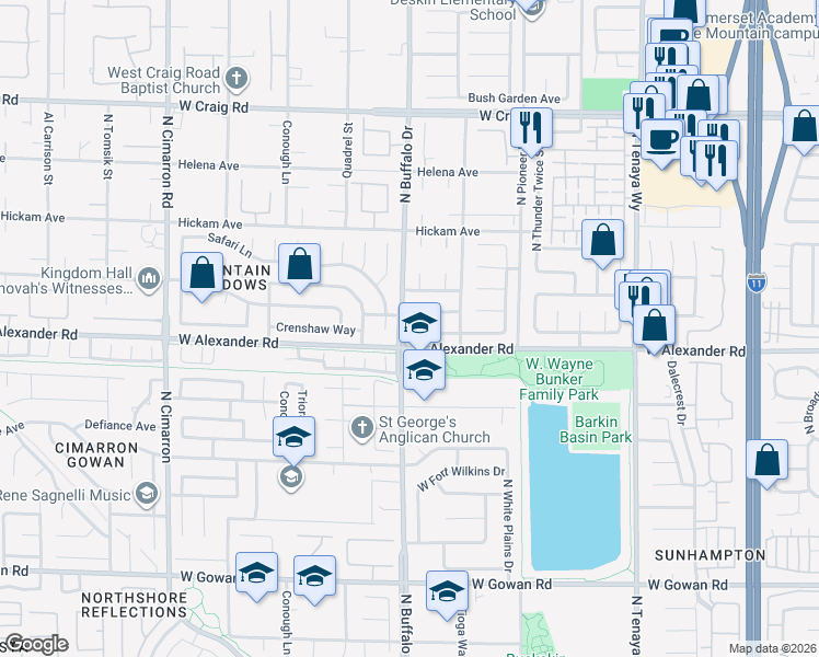map of restaurants, bars, coffee shops, grocery stores, and more near 4005 Coriander Lane in Las Vegas