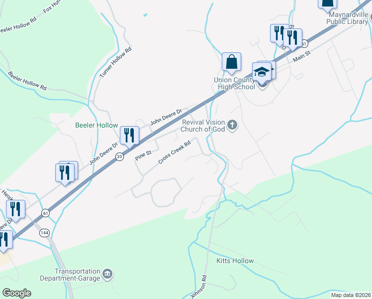 map of restaurants, bars, coffee shops, grocery stores, and more near 151 Cross Creek Rd in Maynardville