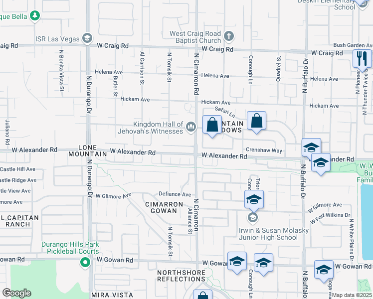 map of restaurants, bars, coffee shops, grocery stores, and more near 8109 Mountain Forest Court in Las Vegas
