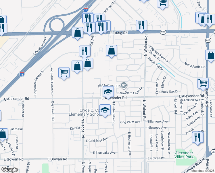 map of restaurants, bars, coffee shops, grocery stores, and more near 4079 Halfmoon Bay Drive in Las Vegas