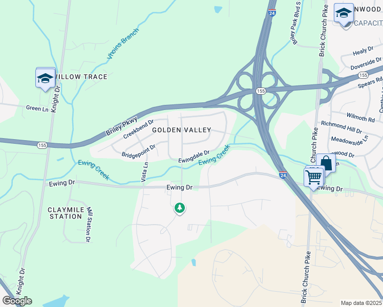 map of restaurants, bars, coffee shops, grocery stores, and more near 3113 Greggwood Drive in Nashville