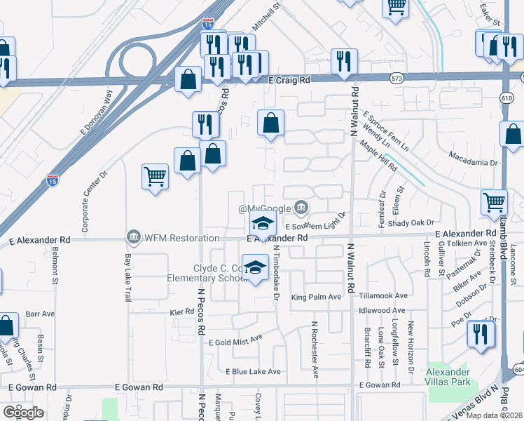 map of restaurants, bars, coffee shops, grocery stores, and more near 4067 Halfmoon Bay Drive in Las Vegas