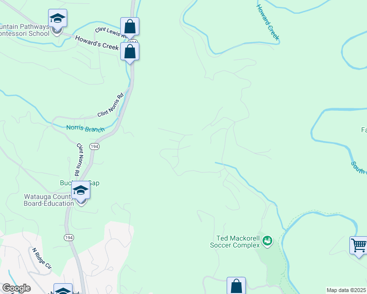 map of restaurants, bars, coffee shops, grocery stores, and more near 327 Wildwind Road in Boone