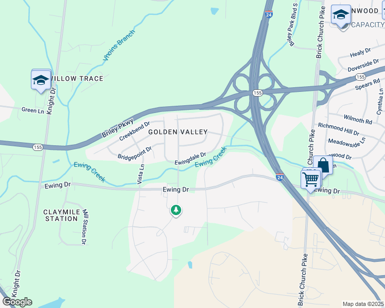 map of restaurants, bars, coffee shops, grocery stores, and more near 3113 Greggwood Drive in Nashville