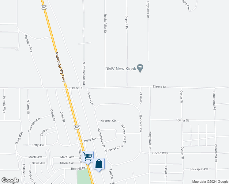 map of restaurants, bars, coffee shops, grocery stores, and more near 1251 East Irene Street in Pahrump