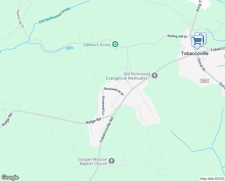 map of restaurants, bars, coffee shops, grocery stores, and more near 4740 Rockwell Place Drive in Tobaccoville