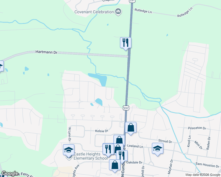 map of restaurants, bars, coffee shops, grocery stores, and more near 700 Mickelson Way in Lebanon