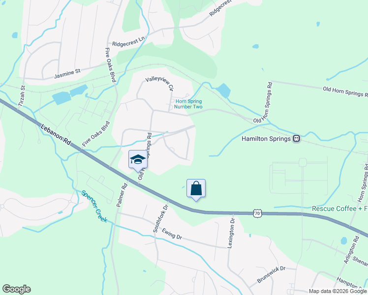 map of restaurants, bars, coffee shops, grocery stores, and more near 308 Charleston Street in Lebanon