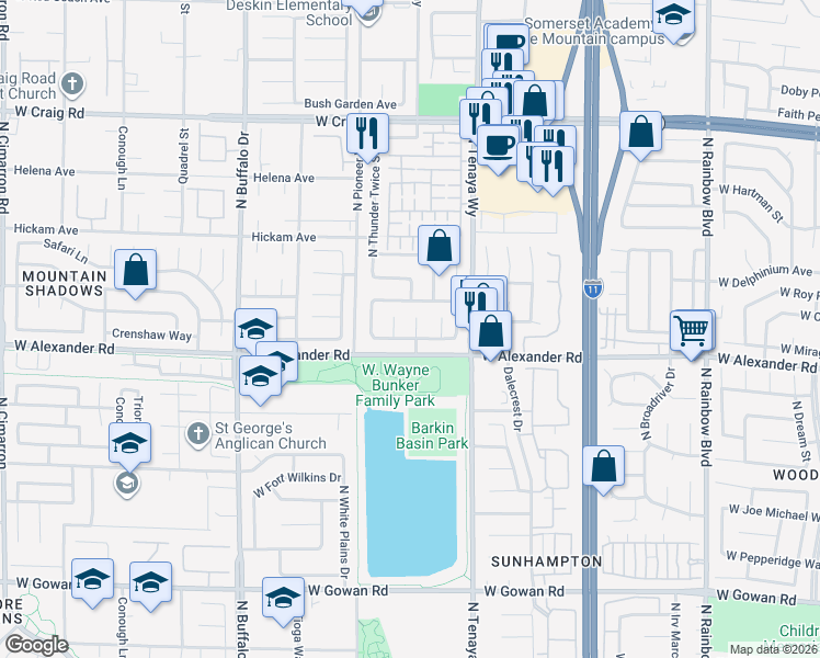 map of restaurants, bars, coffee shops, grocery stores, and more near 4021 North Sea Hero Street in Las Vegas