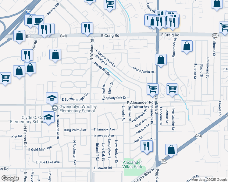 map of restaurants, bars, coffee shops, grocery stores, and more near 4021 Linley Court in Las Vegas