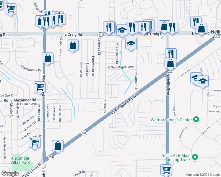map of restaurants, bars, coffee shops, grocery stores, and more near 4071 Morning Peace Street in Las Vegas