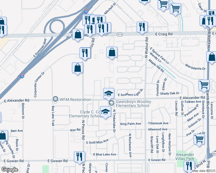 map of restaurants, bars, coffee shops, grocery stores, and more near 4079 Halfmoon Bay Drive in Las Vegas