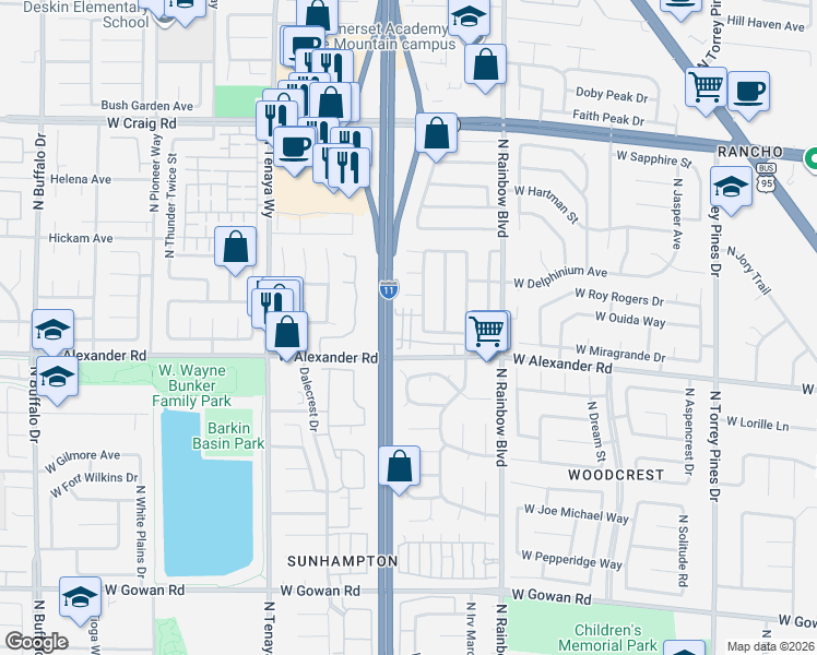 map of restaurants, bars, coffee shops, grocery stores, and more near 4021 Cape Sand Drive in Las Vegas