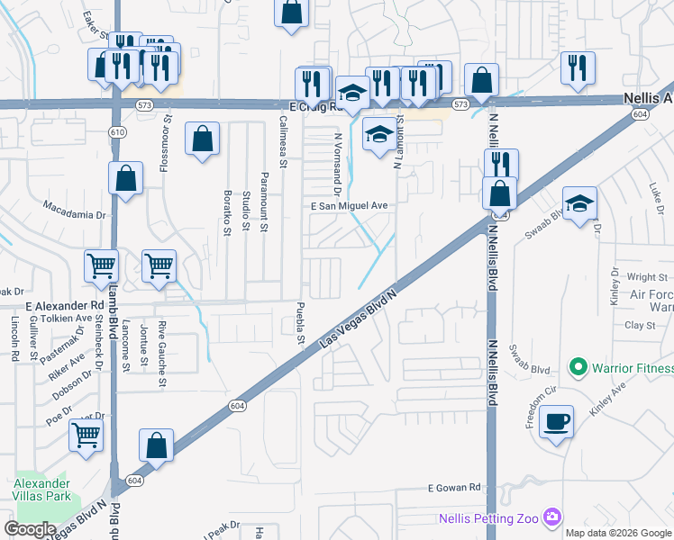 map of restaurants, bars, coffee shops, grocery stores, and more near 4067 Flower Patch Street in Las Vegas