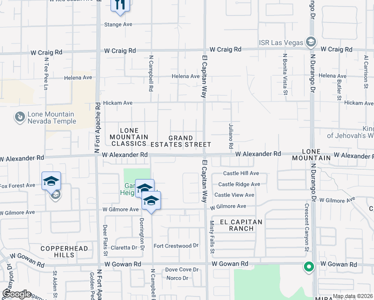map of restaurants, bars, coffee shops, grocery stores, and more near 4000 Highland Castle Court in Las Vegas
