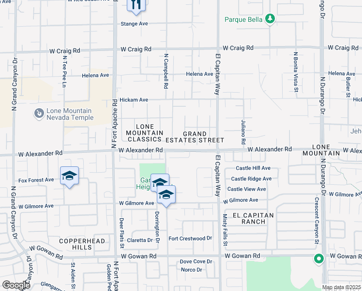 map of restaurants, bars, coffee shops, grocery stores, and more near 4001 Antique Sterling Court in Las Vegas