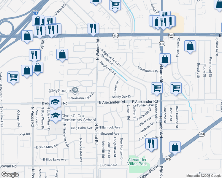 map of restaurants, bars, coffee shops, grocery stores, and more near 4082 Fernleaf Dr in Las Vegas