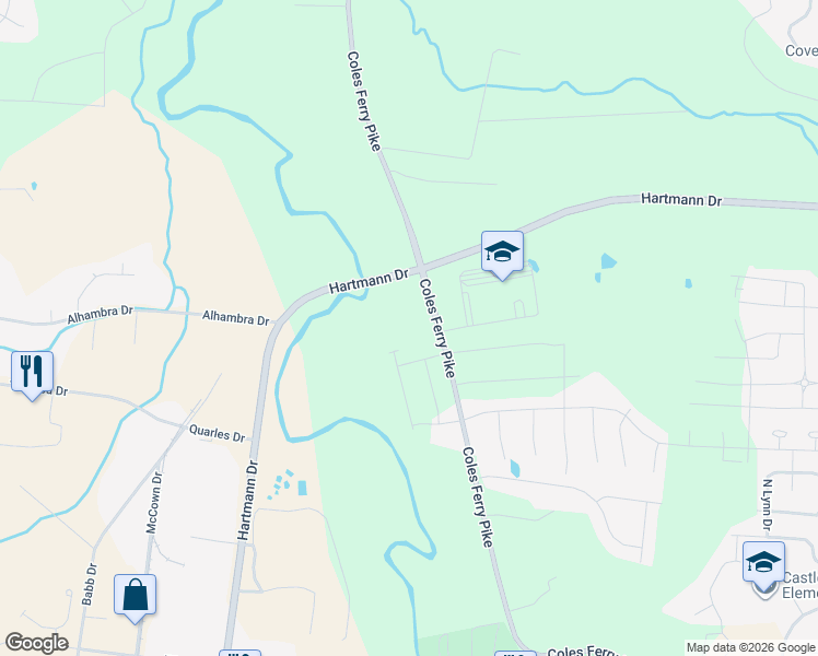 map of restaurants, bars, coffee shops, grocery stores, and more near 2120 Coles Ferry Pike in Lebanon