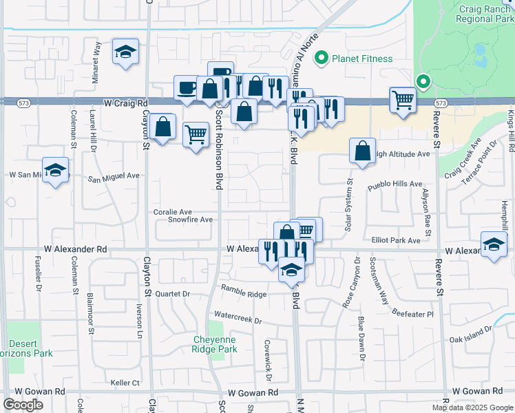 map of restaurants, bars, coffee shops, grocery stores, and more near 4052 Clove Hitch Street in North Las Vegas