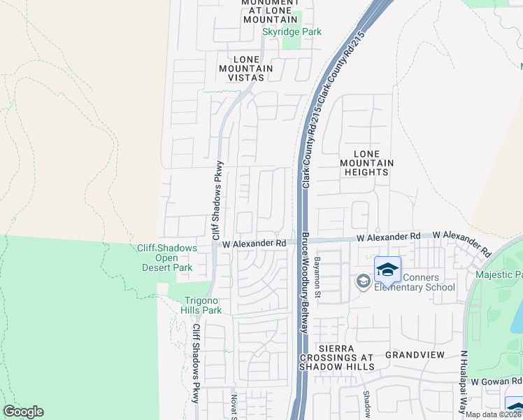 map of restaurants, bars, coffee shops, grocery stores, and more near 10550 West Alexander Road in Las Vegas