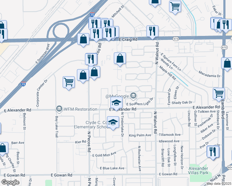 map of restaurants, bars, coffee shops, grocery stores, and more near 4079 Halfmoon Bay Drive in Las Vegas