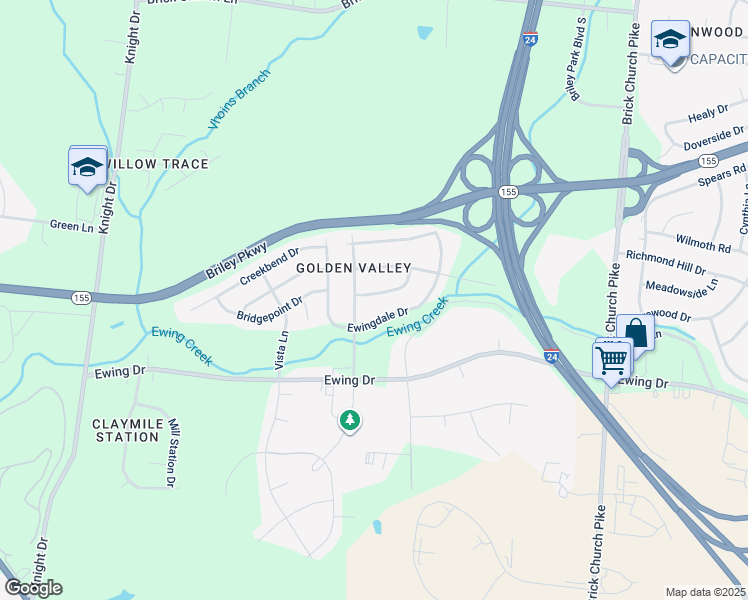 map of restaurants, bars, coffee shops, grocery stores, and more near 3113 Greggwood Drive in Nashville