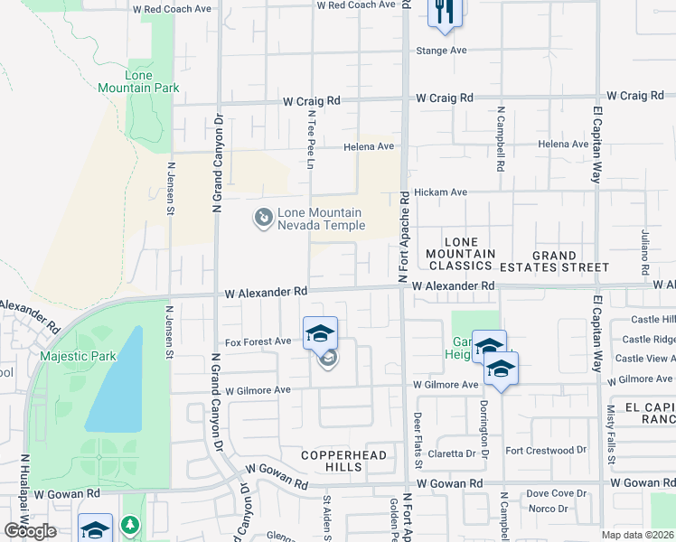 map of restaurants, bars, coffee shops, grocery stores, and more near 4005 North Chieftain Street in Las Vegas