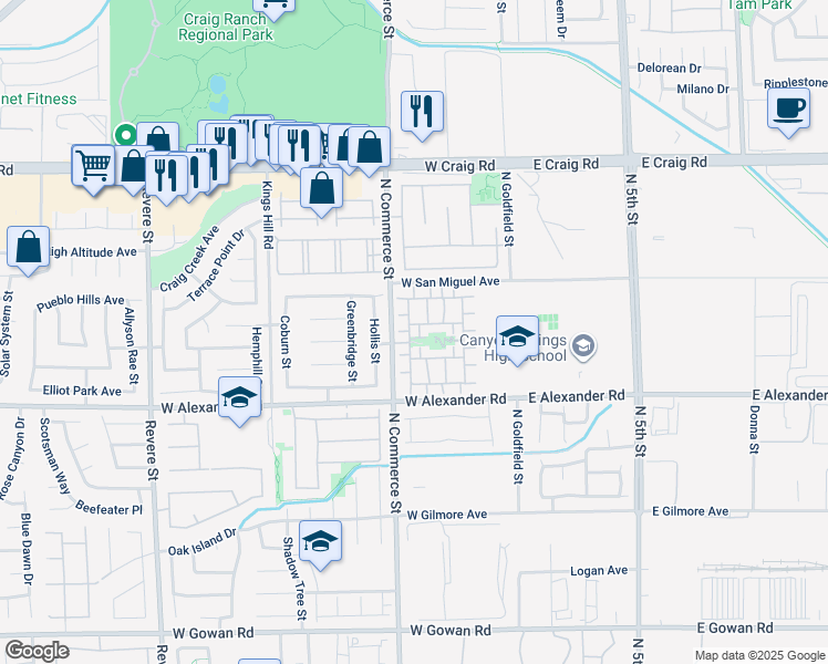 map of restaurants, bars, coffee shops, grocery stores, and more near 4113 Generous Court in North Las Vegas