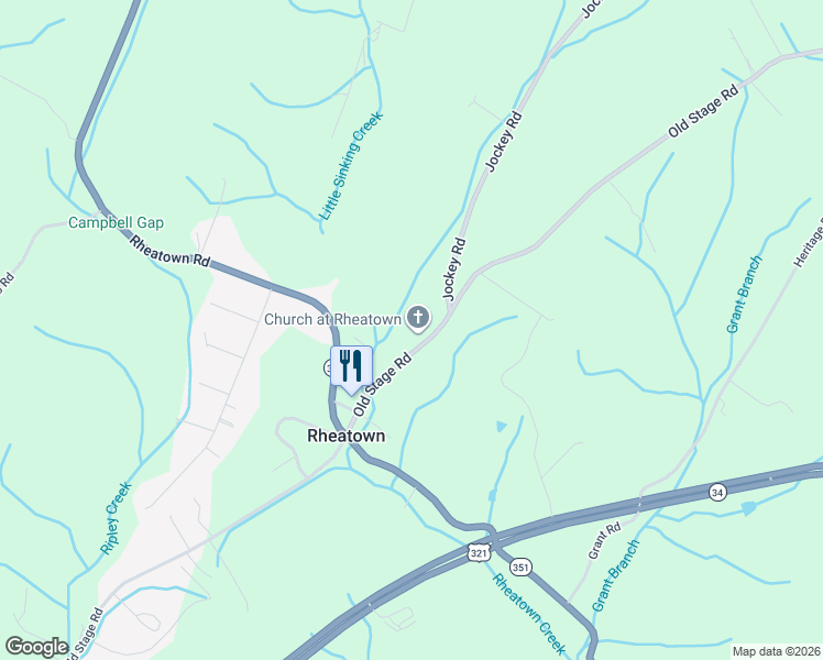 map of restaurants, bars, coffee shops, grocery stores, and more near 6535 Old Stage Road in Chuckey