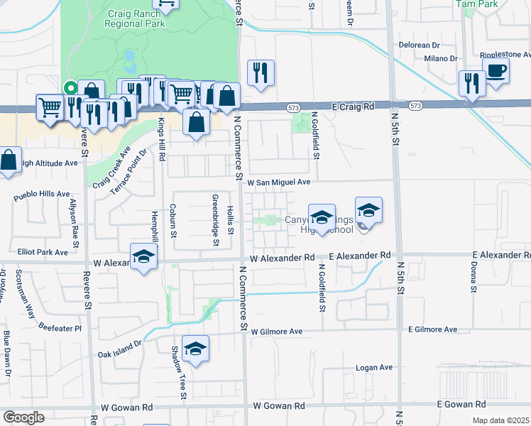map of restaurants, bars, coffee shops, grocery stores, and more near 205 Gracious Crest Avenue in North Las Vegas