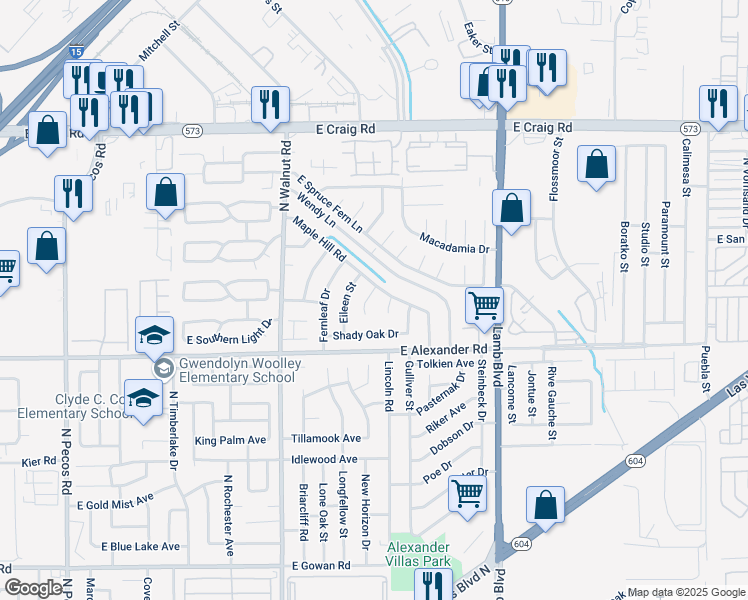 map of restaurants, bars, coffee shops, grocery stores, and more near 4021 Linley Court in Las Vegas