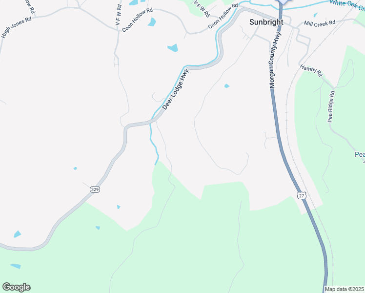 map of restaurants, bars, coffee shops, grocery stores, and more near 272 Summers Hill Road in Sunbright