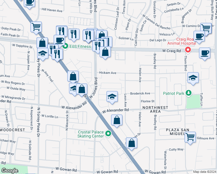 map of restaurants, bars, coffee shops, grocery stores, and more near 5926 Olivine Falls Avenue in Las Vegas