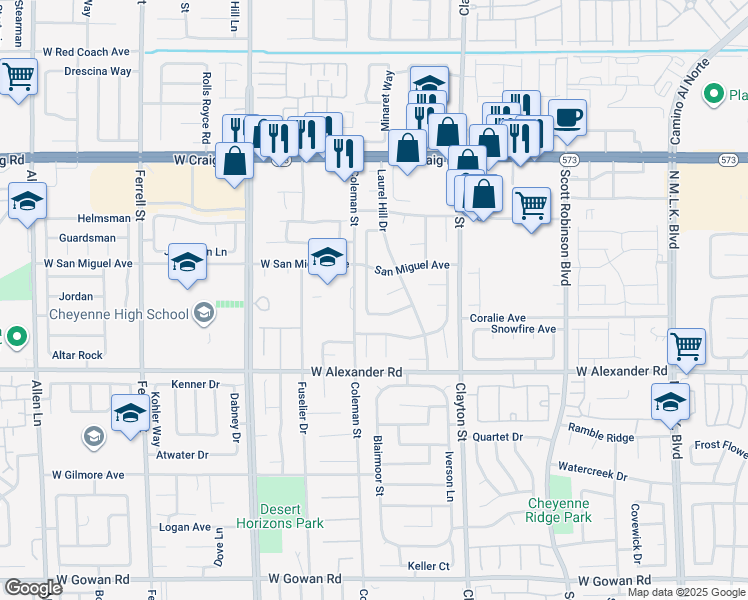 map of restaurants, bars, coffee shops, grocery stores, and more near 4116 Glass Lantern Drive in North Las Vegas
