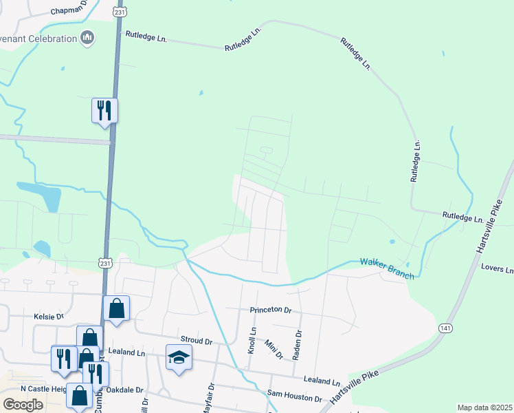 map of restaurants, bars, coffee shops, grocery stores, and more near 1046 Pepper Stone Drive in Lebanon
