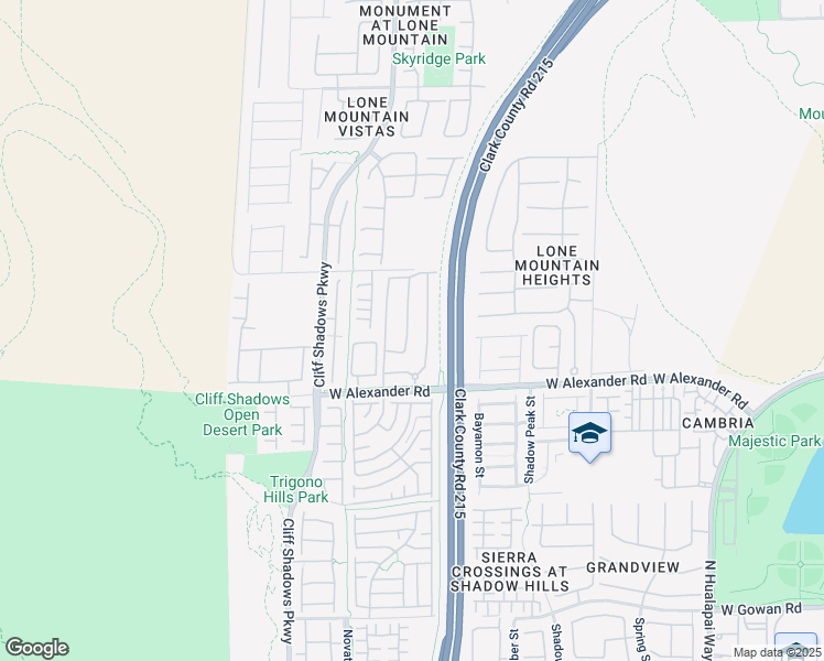 map of restaurants, bars, coffee shops, grocery stores, and more near 10550 West Alexander Road in Las Vegas