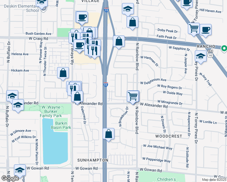 map of restaurants, bars, coffee shops, grocery stores, and more near 6928 Oyster Shell Drive in Las Vegas