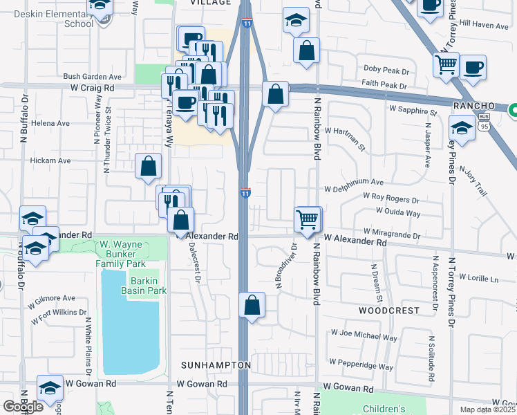 map of restaurants, bars, coffee shops, grocery stores, and more near 4049 Castle Cove Drive in Las Vegas