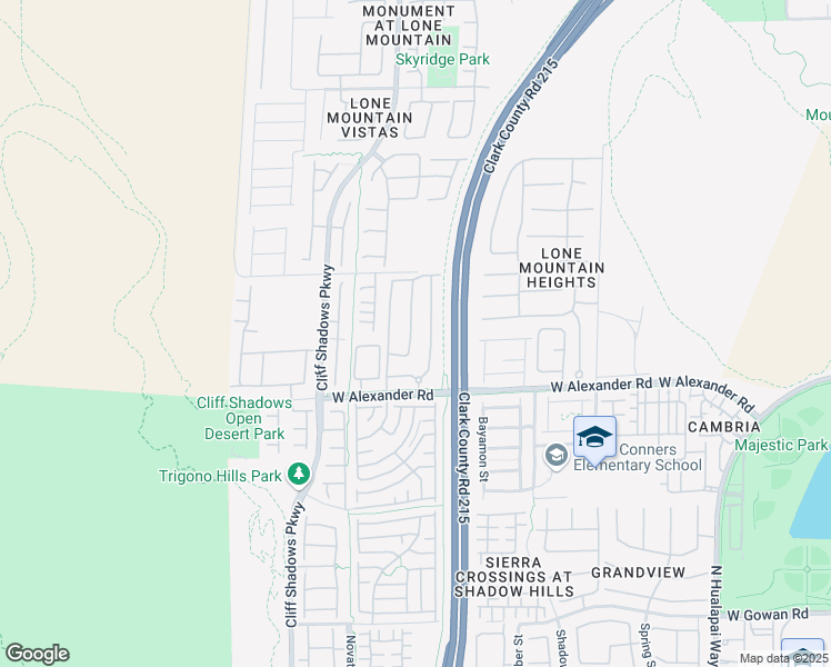 map of restaurants, bars, coffee shops, grocery stores, and more near 10550 West Alexander Road in Las Vegas